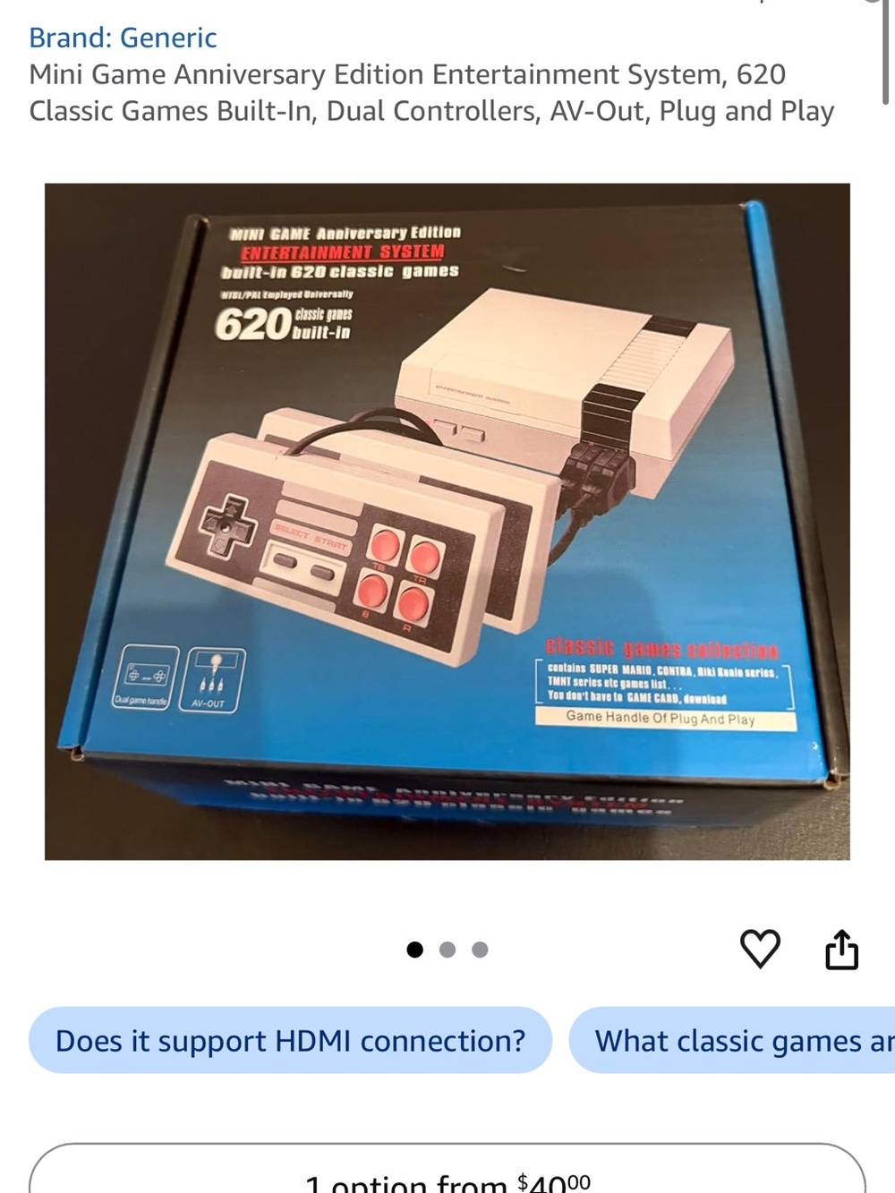 VEUC USED 1x Mini Game Anniversary Edition Entertainment System - White